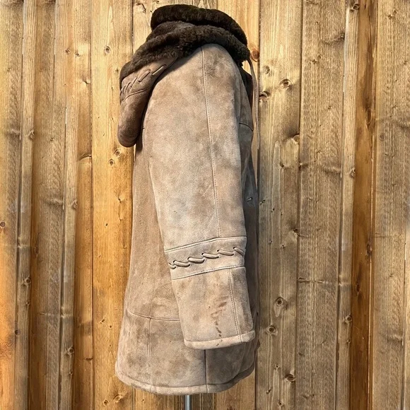 Vintage Furella Helsinki Fur Heavy Winter Coat Suede Leather - Picture 3 of 10